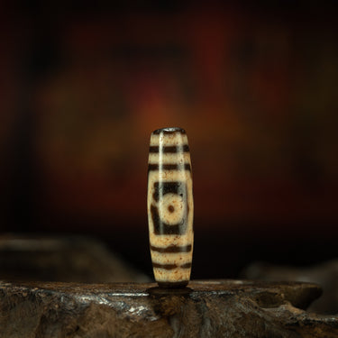Three-Eye Ancient Dzi Bead Pendant for Protection and Prosperity