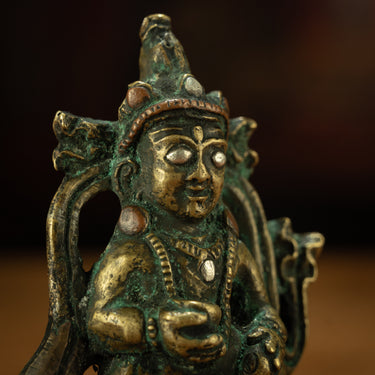 Guardian of Earthly Fortune: Inlaid Copper Black Jambhala Figurine
