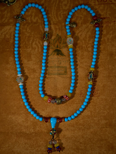 Robust Wealth Sturdy Turquoise 108 Mala Beads Necklace