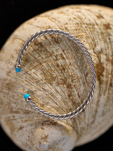 Turquoise Sterling Silver Twisted Open Bracelet