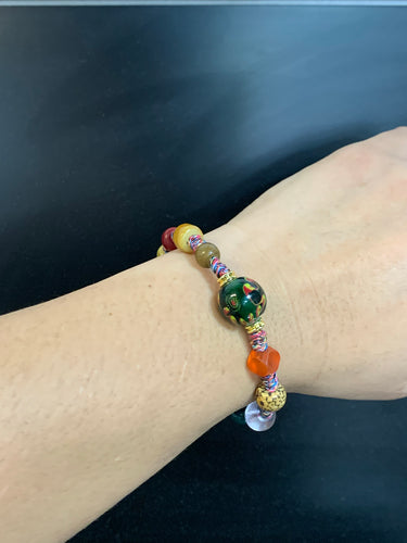 【Unique Item】Powerful tiger tooth, prayer Dzi beads bracelet