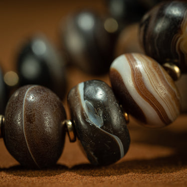 Healer’s Veins – Black & White Banded Agate Bracelet from the Himalayas