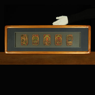 Treasures of the Five Lords – 19th Century Tibetan Wealth Deity Wall Painting Set
