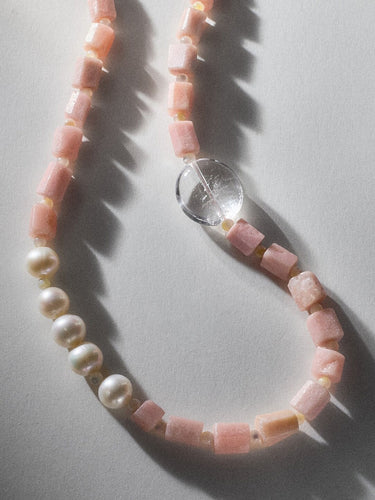 Serenity Bloom Raw Rose Quartz Necklace