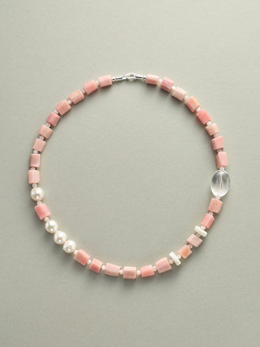 Serenity Bloom Raw Rose Quartz Necklace