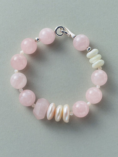 Inner Bloom – Rose Quartz & Pearl Confidence Bracelet