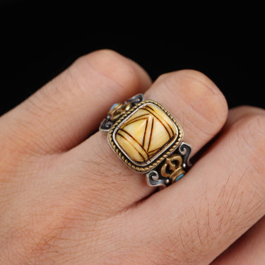 【Unique Item】Hand-Forged Tibetan Silver Dazi Ring
