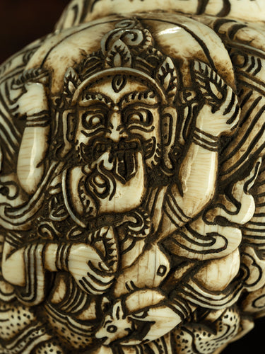 Qing Dynasty Style Tibetan Large Double-Body Red God of Wealth White Conch Amulet