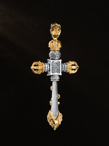 Inner Peace Insight Tibetan Amethyst Cross Vajra Protector Pendant