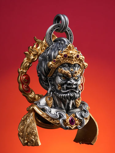 Mahakala Wrathful Protector Sterling Silver Pendant