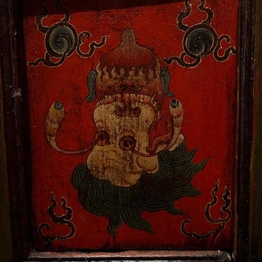 Painted “Five Senses Flower Offering” Tibetan Dharma Cabinet puretibetan