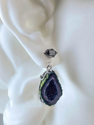 Healing Vitality Geode Earrings | Sterling Silver & Clear Quartz