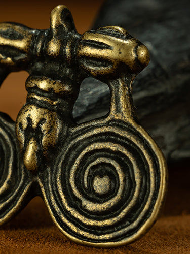 Ming Dynasty Style Tibetan Vajra Double-Happiness Mani Treasure Old Iron Talisman Pendant