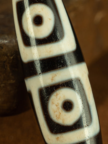 Tibetan Rare Pure Cinnabar Dzi Bead Four-Eye Pendant