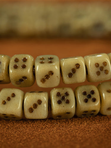 Qing Dynasty Style Tibetan Jadeized Old Material Lucky Dice Mother-of-Heaven 108-Bead Prayer Bracelet