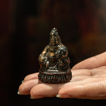 Fortune Keeper: Early Qing Copper Yellow Jambhala Travel Figurine