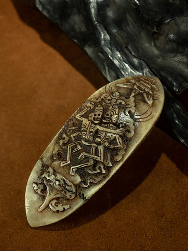 Qing Dynasty Style Tibetan Jadeized Old Material Hand-Carved Shitodalin Dual Protector Amulet Pair