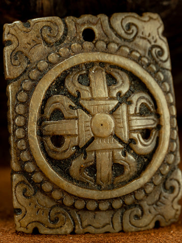 Qing Dynasty Style Cross Vajra Tibetan Ritual Pendant