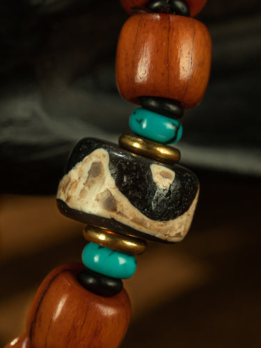 Qing Dynasty Style Tibetan High-Density Handcrafted Yak Bone Barrel Beads Bracelet
