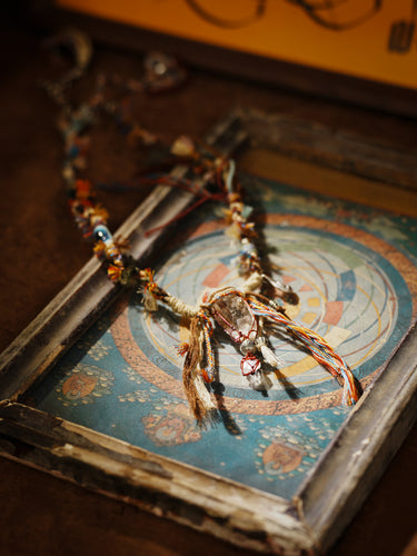 Tibetan Quartz & Clear Quartz Handwoven Necklace Clarity & Confidence