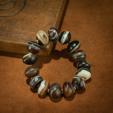 Healer’s Veins – Black & White Banded Agate Bracelet from the Himalayas