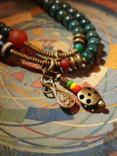 Serene Balance Dzi Bead & Bodhi Seed Necklace