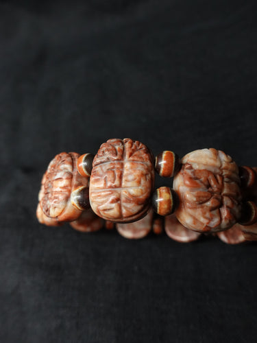 【Unique Item】 God of Wealth Mantra Dragon Pattern Sharira Beads Dzi Bead Bracelet