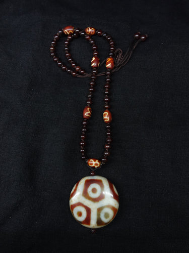 【Unique Item】 Longevity, Wealth Energy Eight-eyed turtle shell Dzi bead lotus multi-totem necklace
