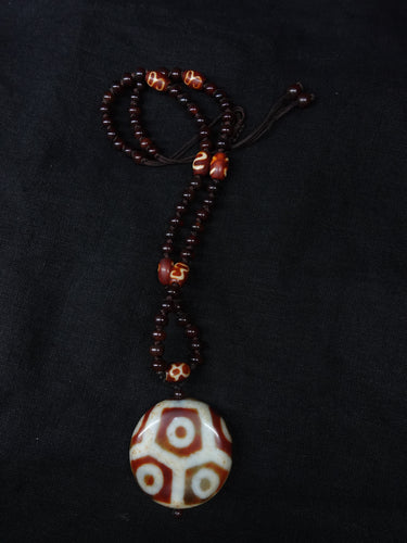 【Unique Item】 Longevity, Wealth Energy Eight-eyed turtle shell Dzi bead lotus multi-totem necklace