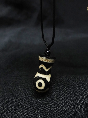 【Unique Item】Water Wave Tiger Tooth Pattern Dzi bead Combined Treasure Bottle Pendant for healthy and wealthy