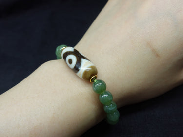 【Unique Item】 Jade Tiger Tooth Three Eyes Fortune, Prosperity and Longevity Lucky Charm Bracelet