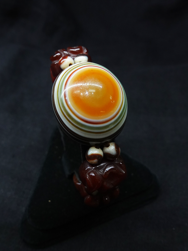 【Unique Item】God of Wealth Mantra Rainbow Dzi Bead Bracelet