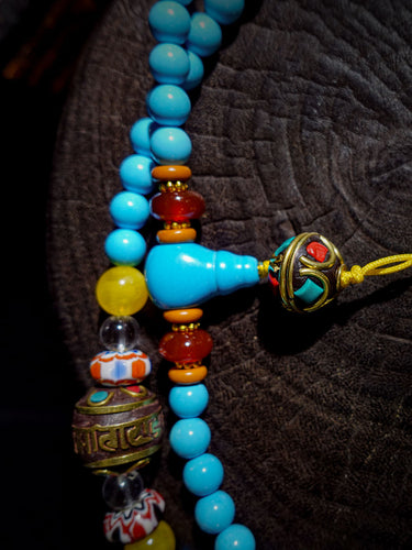 Robust Wealth Sturdy Turquoise 108 Mala Beads Necklace