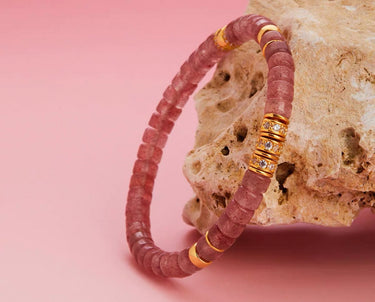 Power of Emotional Balance & Energy Protection Bracelet | Strawberry Quartz & Silver-Plated Gold