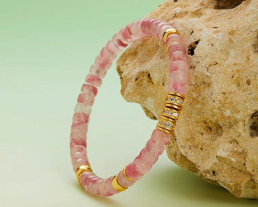 Inner Strength & Harmony Bracelet | Rose Quartz & Gold-Plated Silver Material