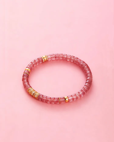 Power of Emotional Balance & Energy Protection Bracelet | Strawberry Quartz & Silver-Plated Gold