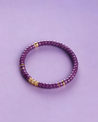 Spiritual Awakening & Energy Shield Bracelet | Purple Mica & Gold-Plated Silver Gemstone Design