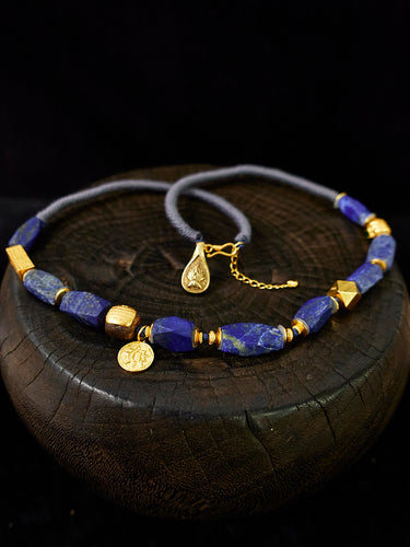 Lapis Lazuli Clarity Necklace | Tibetan Jewelry with Lapis Lazuli for Calm Decision-Making and Improved Sleep