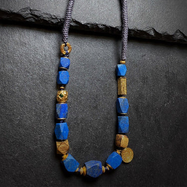 Lapis Lazuli Clarity Necklace | Tibetan Jewelry with Lapis Lazuli for Calm Decision-Making and Improved Sleep
