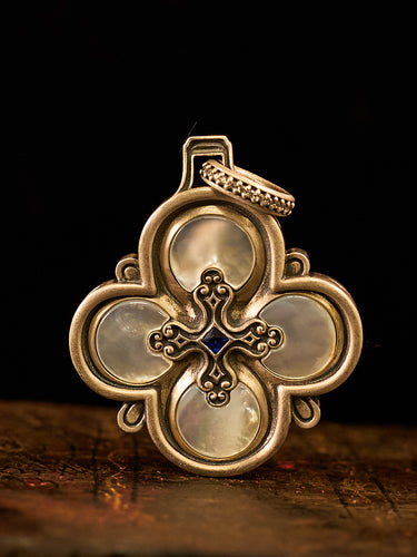 Spiritual Protection Amulet Śmaśāna-Adhipati Pendant with Citrine 925 Silver
