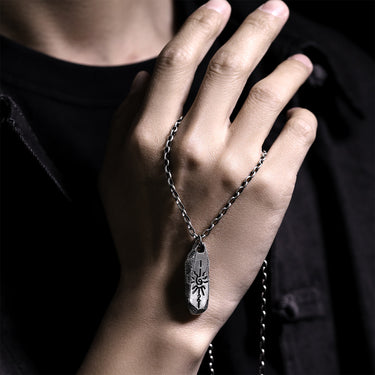 Tibetan Protection Amulet Necklace with Silver and Titanium Steel