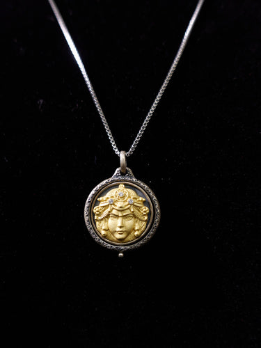 Sterling Silver Gilded Zakirum Dual-Side Rotating Pendant