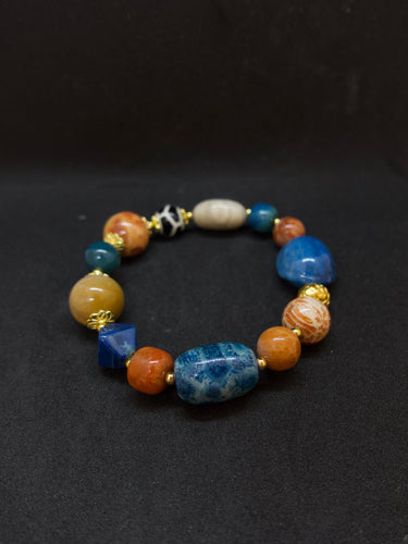 Agatized Coral & Turtle-Back Longevity Bead Protection Bracelet