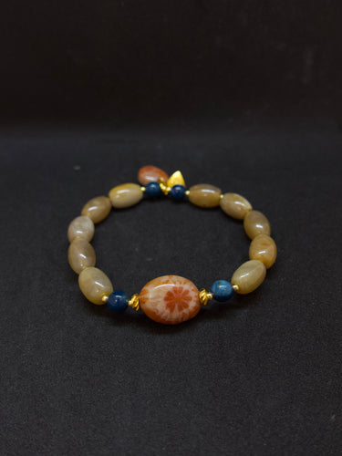 Agatized Coral Silver Healing Heart Bracelet