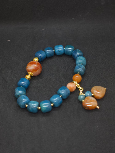 Agatized Coral Heart Charm Protection Bracelet