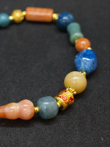 Agatized Coral Gourd Charm Energy Bracelet