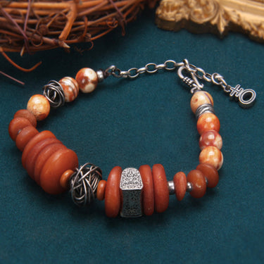 Amber Fortune Silver Bracelet Handcrafted for Wealth and Energy Balance