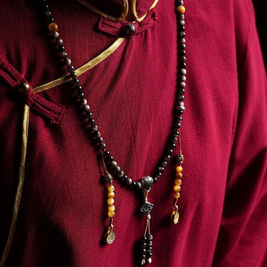 Fortress of Hope Silver Obsidian 108 Mala Beads Necklace