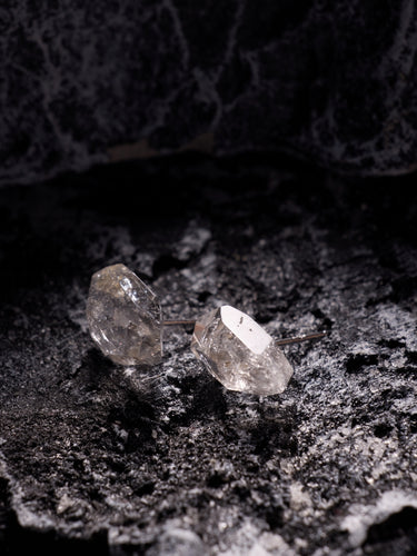Raw Crystal Silver Drop Earrings