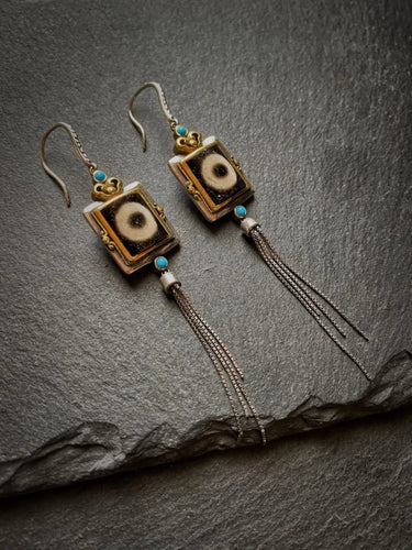 Earrings of Prosperity with Dzi Beads – A Himalayan Symbol of Wealth and Spiritual Blessings